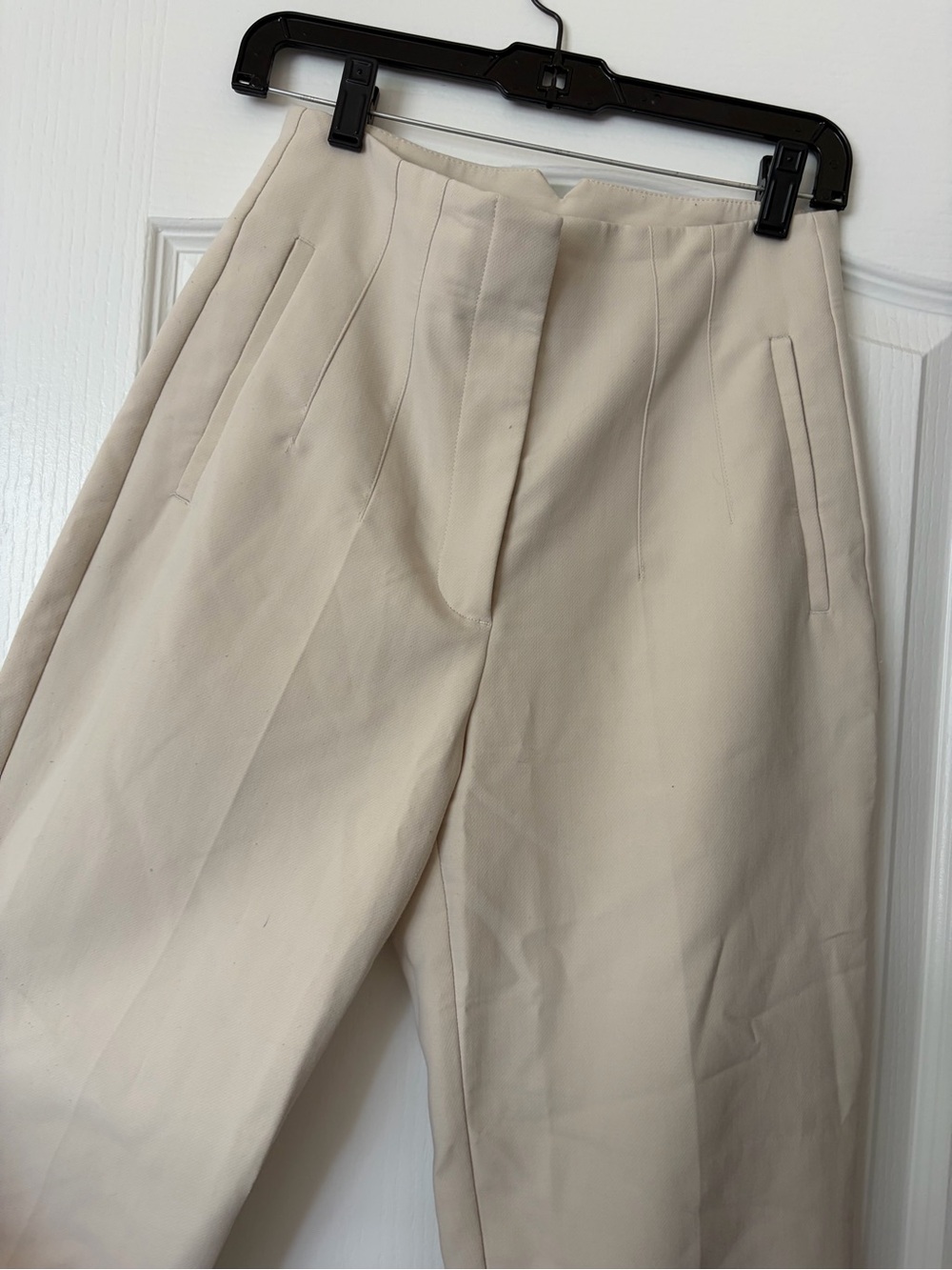 ZARA White/Bone Tailored High-Waist Pants - Women's Classic Dress Trousers